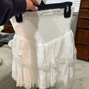 Elegant White Lace Trim Skirt